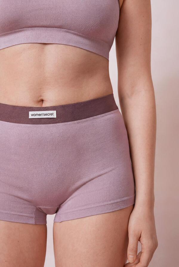 Women'secret Lilac seamless ribbed boxer panty pink