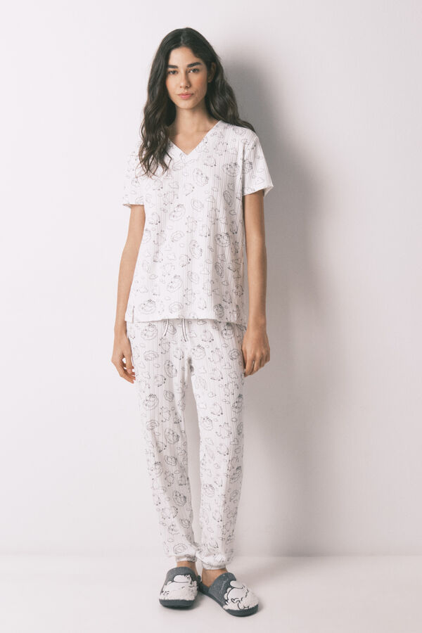 Women'secret Pyjama c&ocirc;tel&eacute; doux imprim&eacute; Moomin blanc blanc