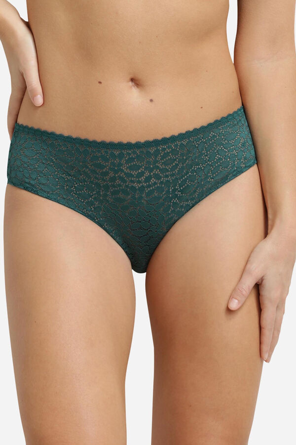 DIM Braga invisible de encaje floral verde
