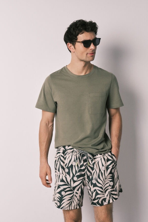 Women'secret SmileyWorld&reg; tropical print men's swimwear green