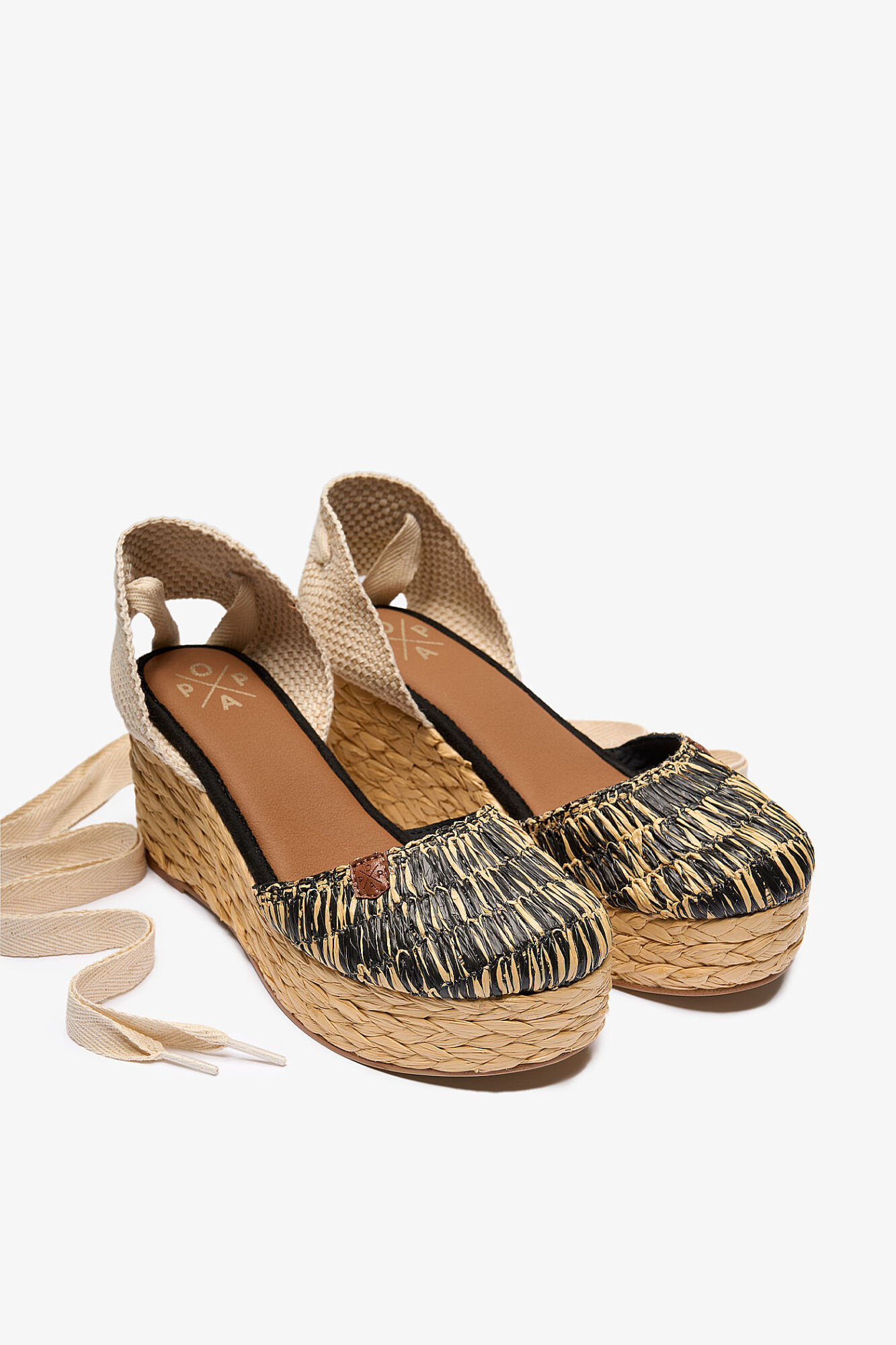 Popa Zushi raffia low wedge sandal