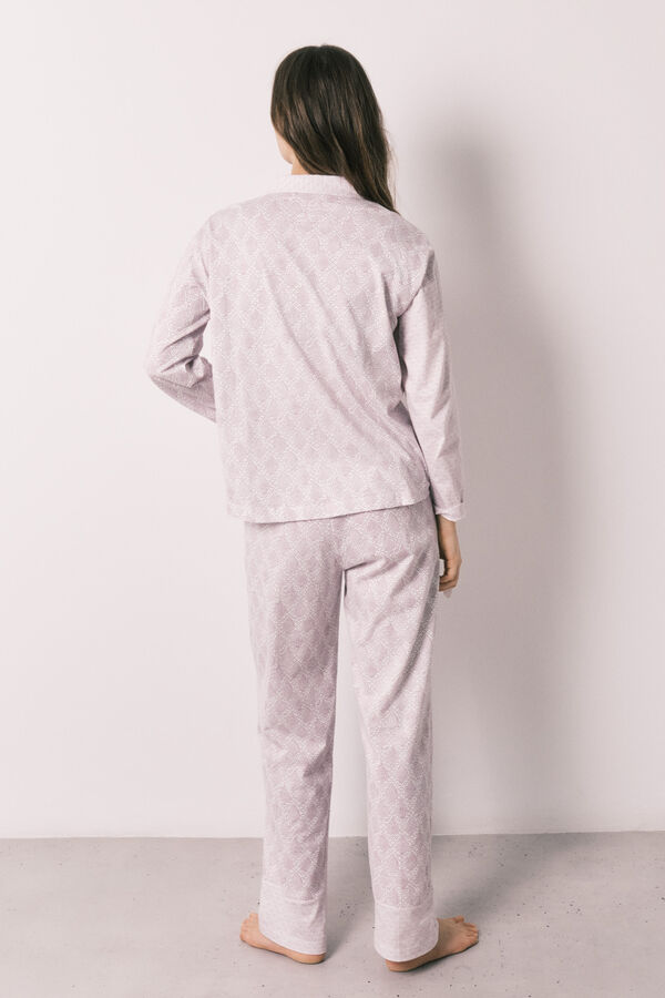 Women'secret 100% cotton classic long stamp print pyjamas pink