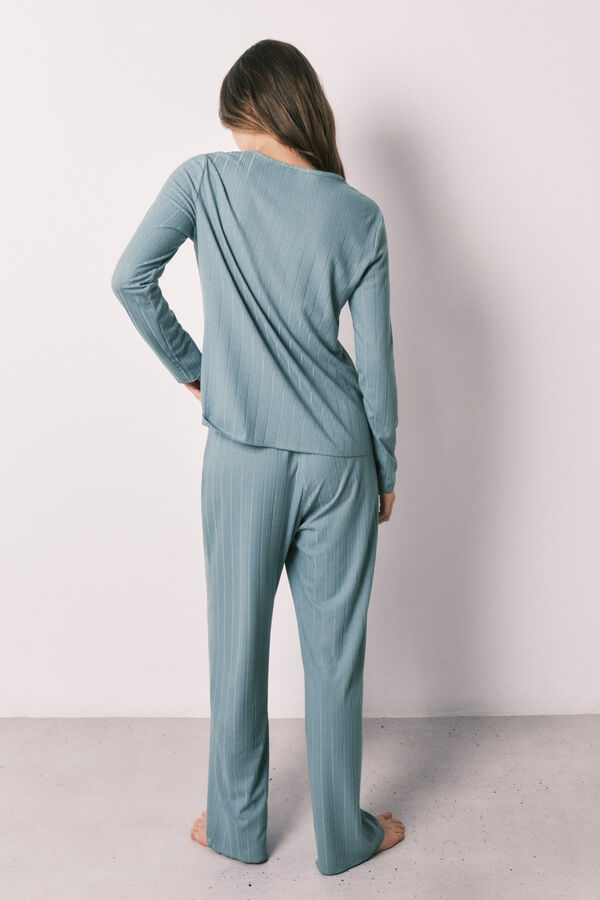Women'secret Green pointelle long pyjamas blue