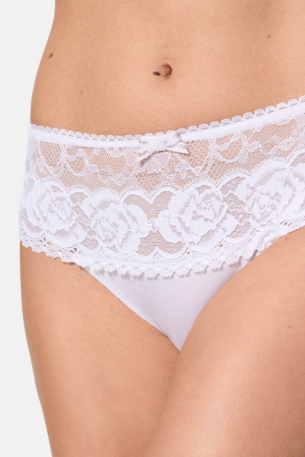 Playtex Braga midi de encaje y microfibra blanco