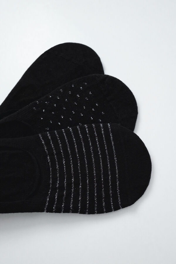 Women'secret 3-pack black cotton no-show socks black