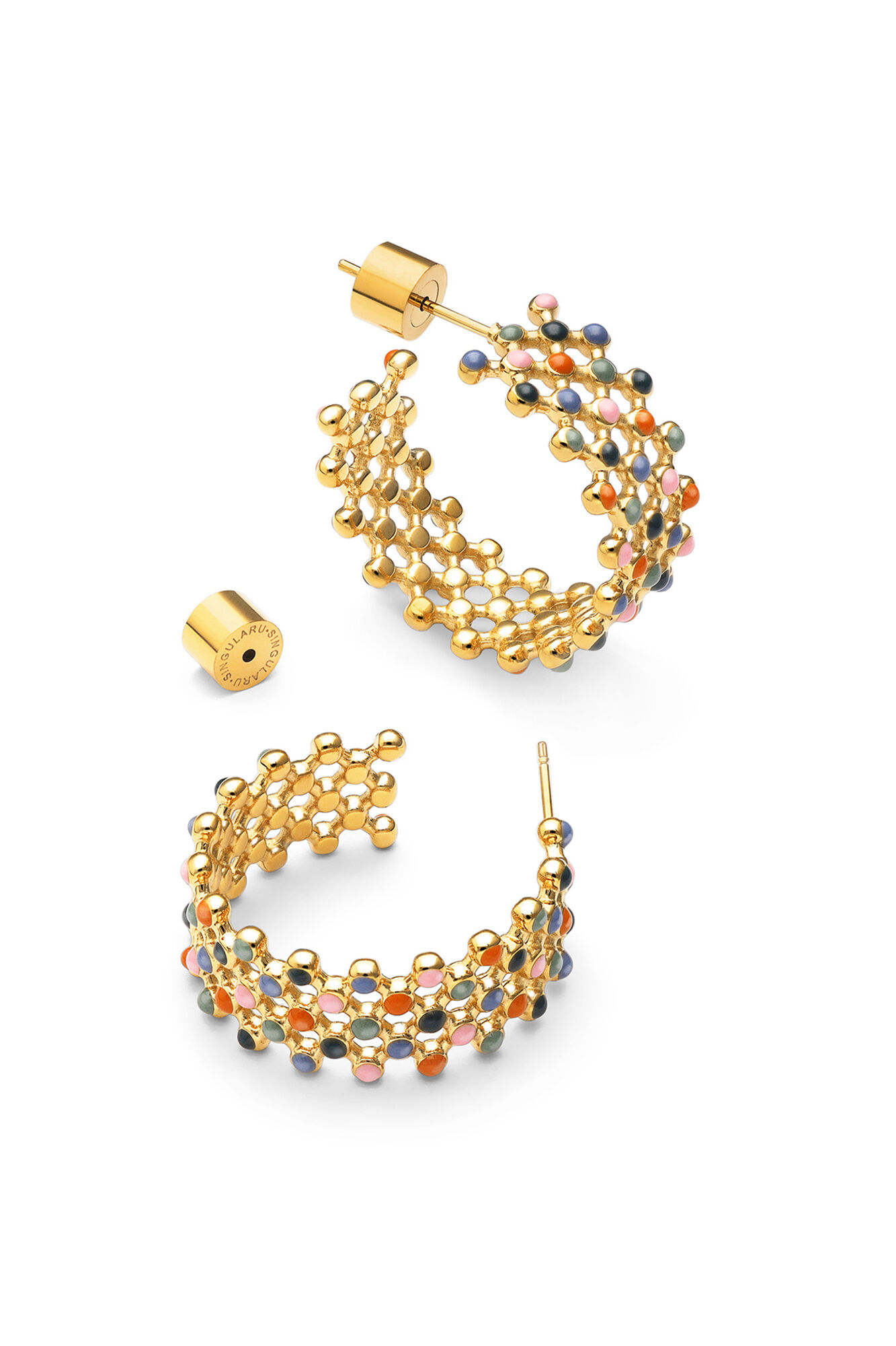 Singularu Mini Bomb Emaille Ohrringe Gold