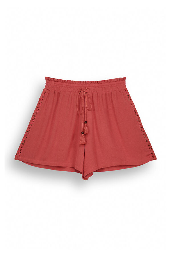 Womensecret Cheesecloth and crochet shorts red