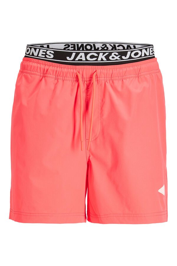 Jack & Jones Double waistband boxer style swimwear pink