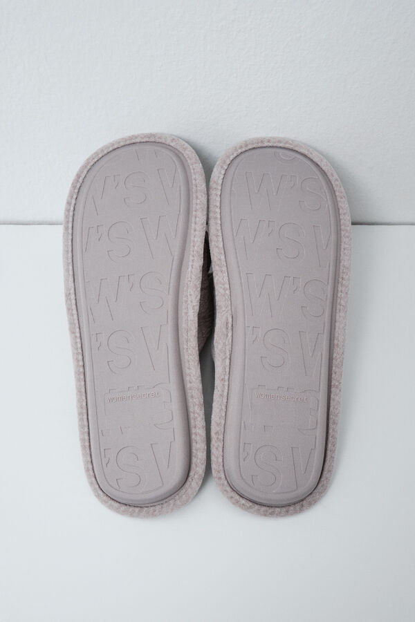 Women'secret Zapatillas casa lazo terciopelo gris gris