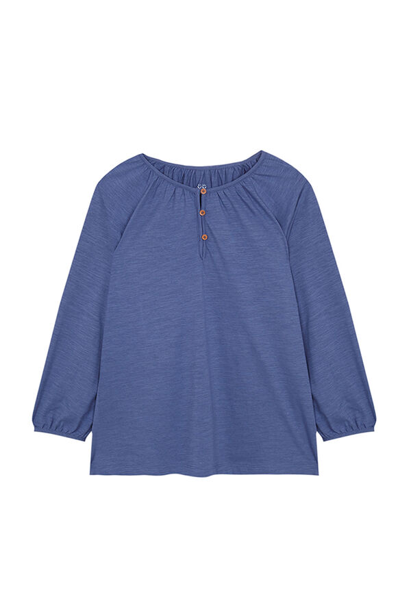 Womensecret Langärmeliges Shirt 100 % Baumwolle Blau Blau