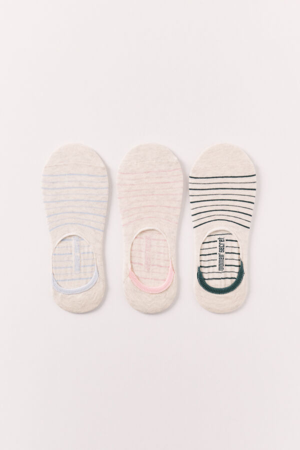 Women'secret Lot de 3 chaussettes imprim&eacute;es &agrave; rayures imprim&eacute;