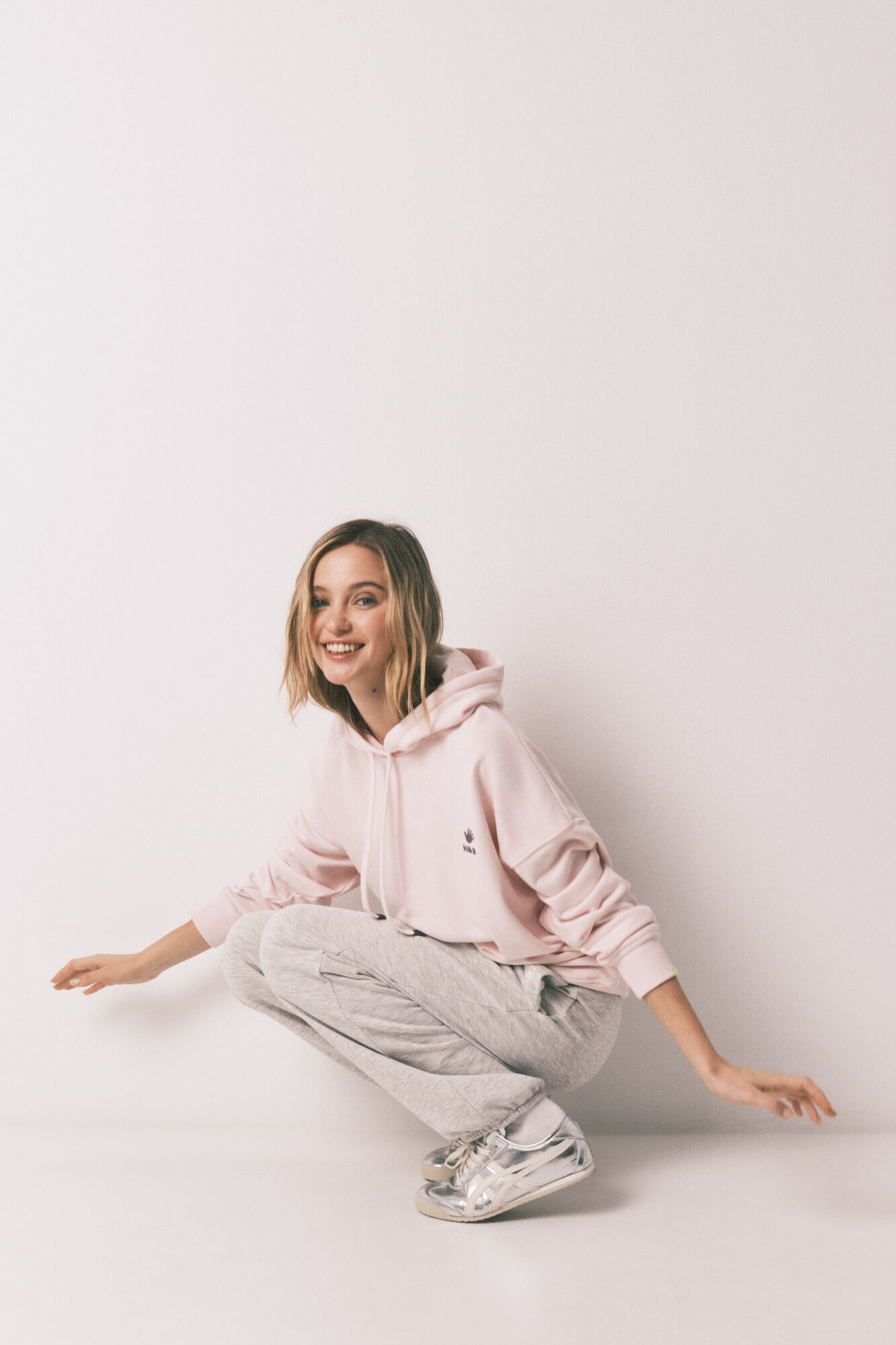 HI&BYE Grey cotton fleece jogger trousers