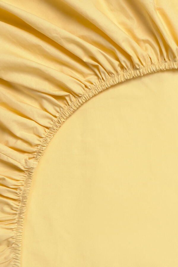 Textura S&aacute;bana bajera ajustable algod&oacute;n org&aacute;nico amarillo