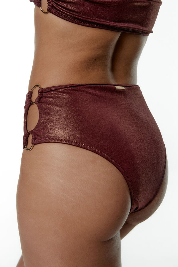Womensecret Patty Copper sparkly high-rise Brazilian bikini bottoms red