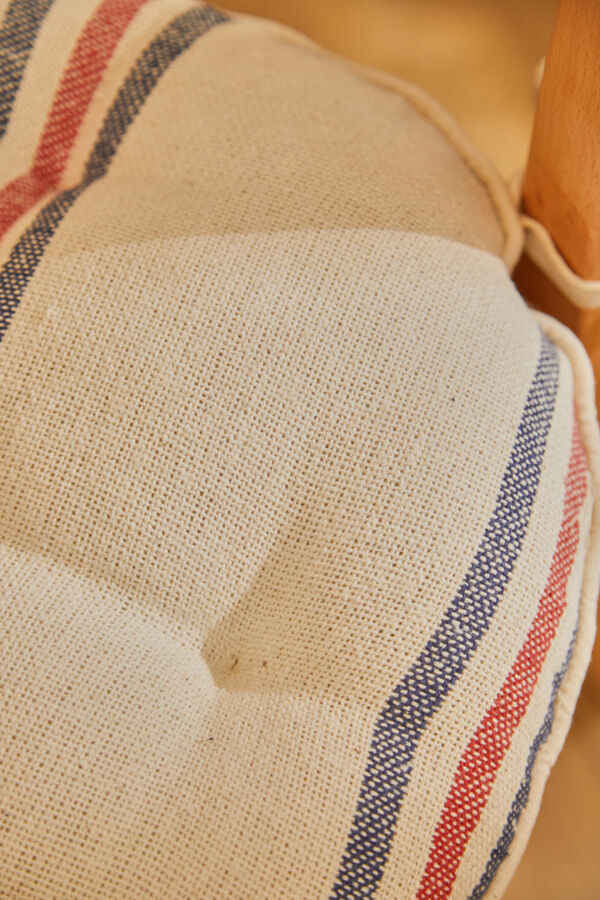 Calma House Round chair cushion with blue and red striped Mont imprimé