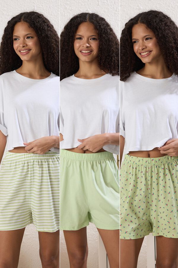 Trendyol Pack de 3 pantalones cortos de pijama estampado