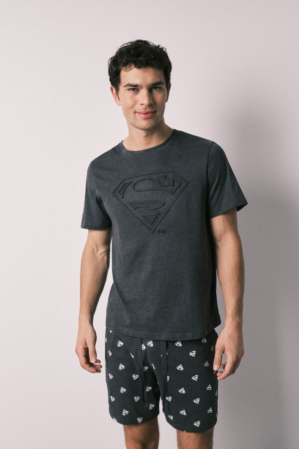 Women'secret Cotton men's short pyjamas SUPERMAN grey