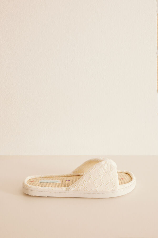 Womensecret Bijele vezene kucne papuce Siva