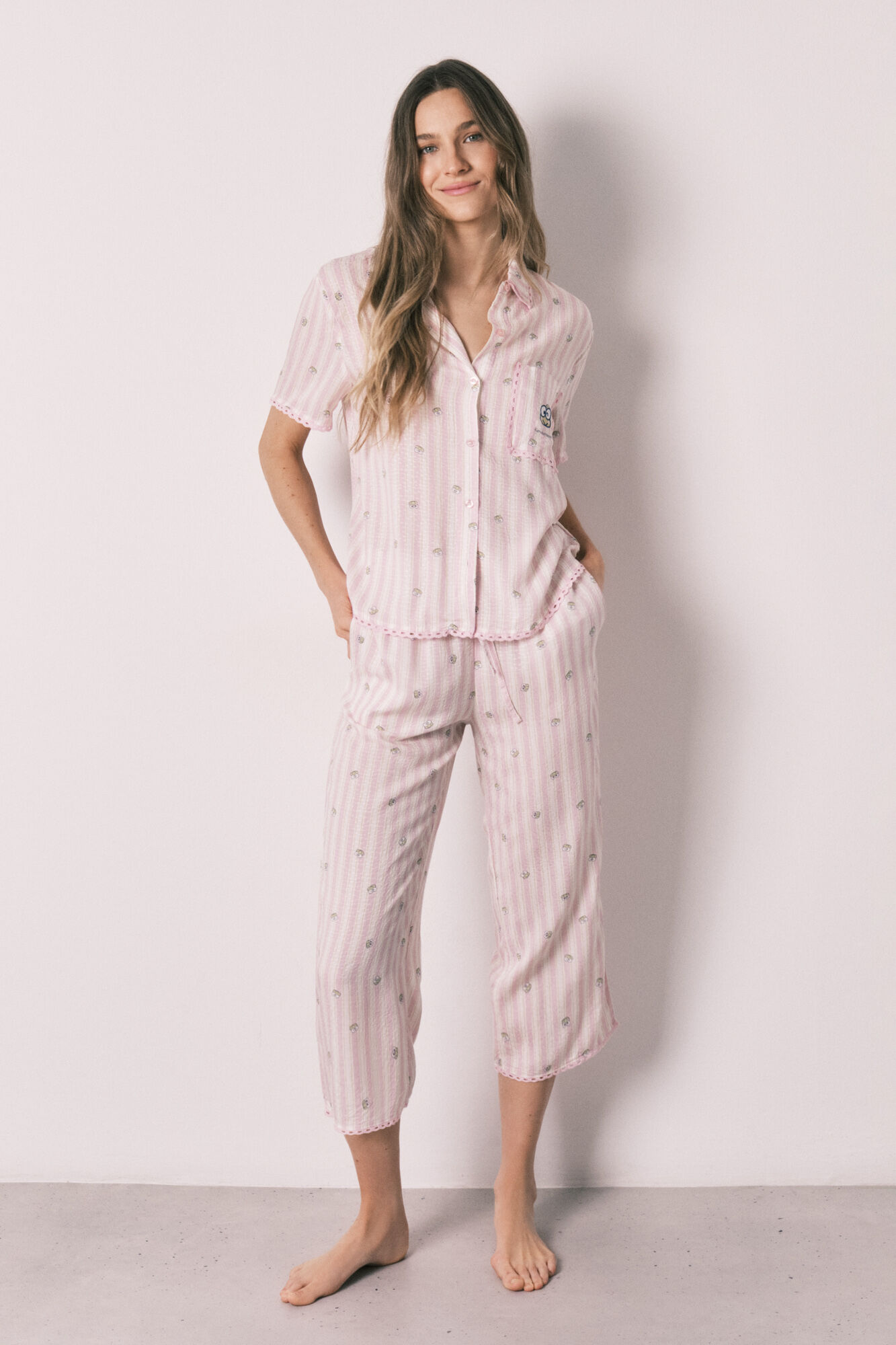 Women'secret Pyjama chemise long &agrave; rayures Keroppi