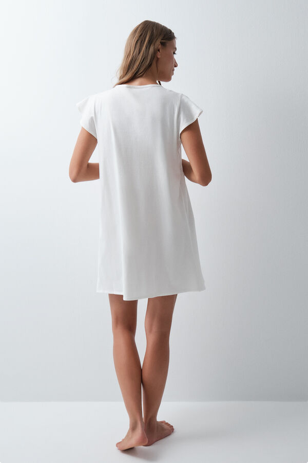 Women'secret White short nightgown with ruffles beige