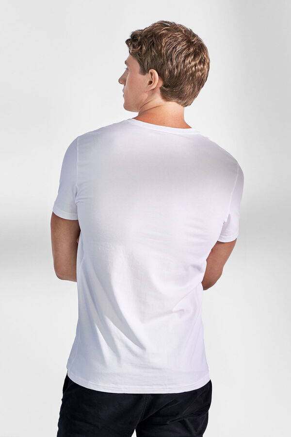 Bread & Boxers Pack of 2 white V neck elastic t-shirts blanc