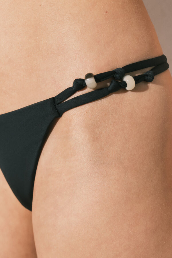 Women'secret Black string thong bikini bottoms black