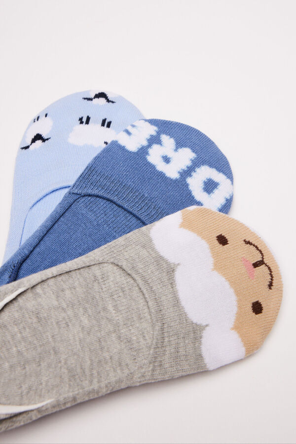 Women'secret 3er-Pack F&uuml;&szlig;linge Baumwolle Blau mit Print