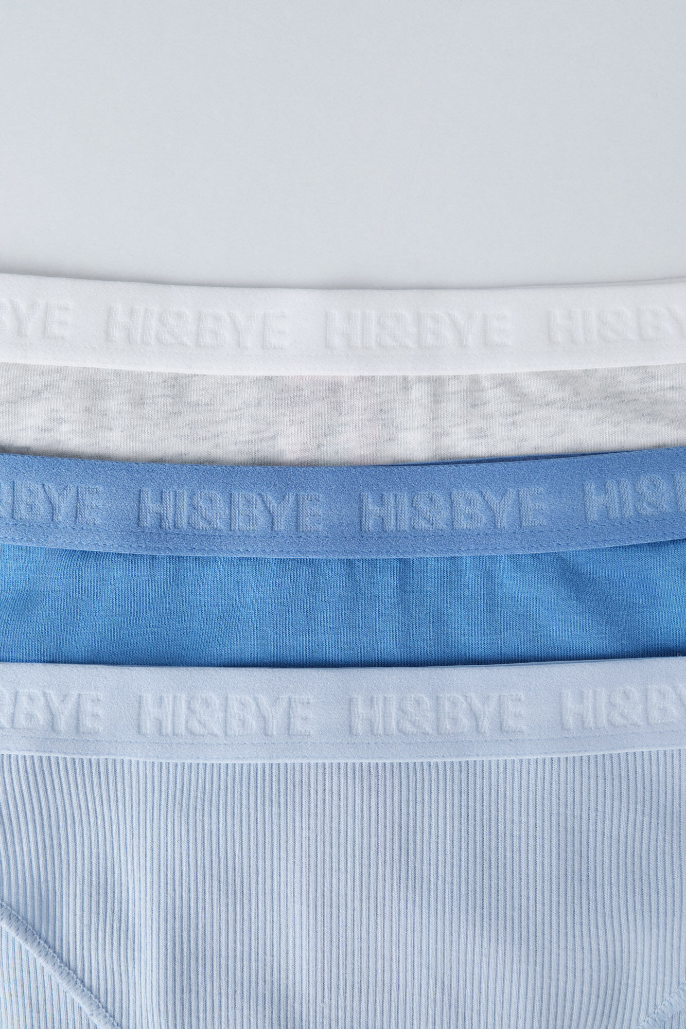 HI&BYE Pack of 3 classic panties in blue, grey, and light blue