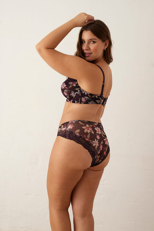 Promise Braga alta cl&aacute;sica tul estampado burdeos