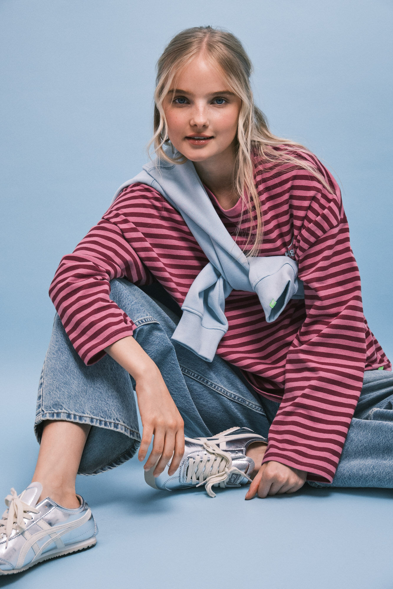 HI&BYE Pink striped cotton T-shirt