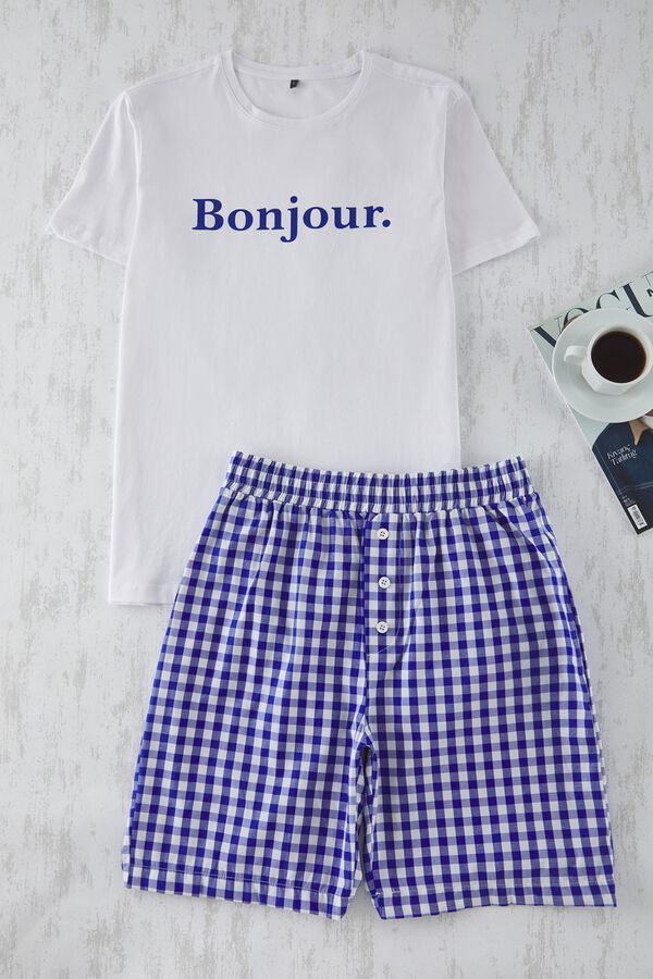 Trendyol Plaid short pyjamas set beige