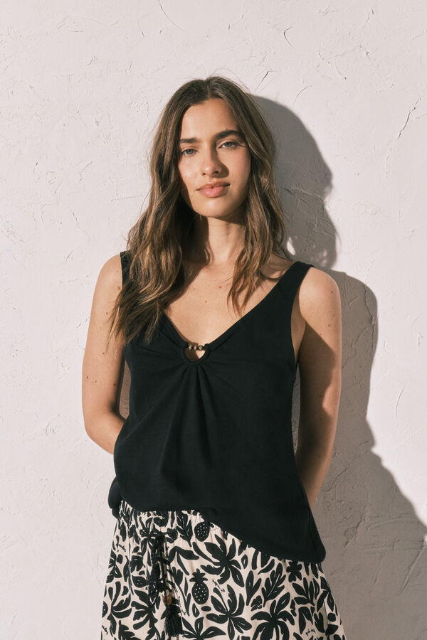 Women'secret Black wide strap vest top black