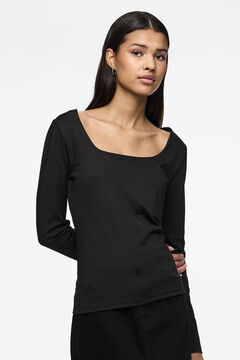 Womensecret Camiseta básica escote reversible negro