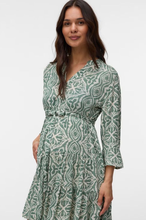 Mamalicious Vestido midi maternity y lactancia verde