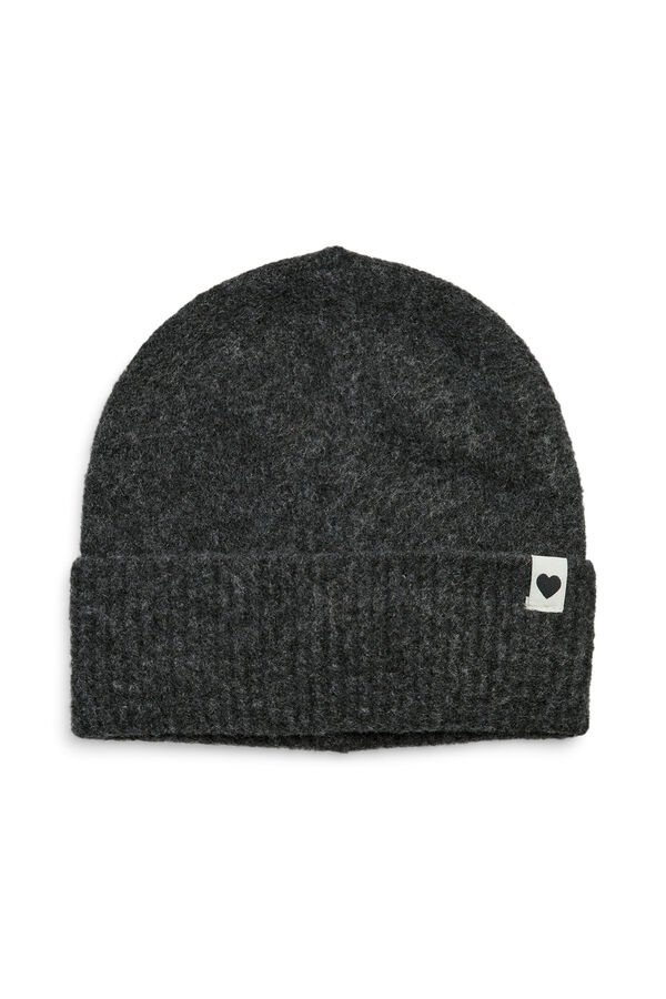 Pieces Gorro punto cl&aacute;sico coraz&oacute;n dobladillo gris