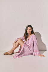 Women'secret Chemise de nuit longue &agrave; imprim&eacute; frise florale rose