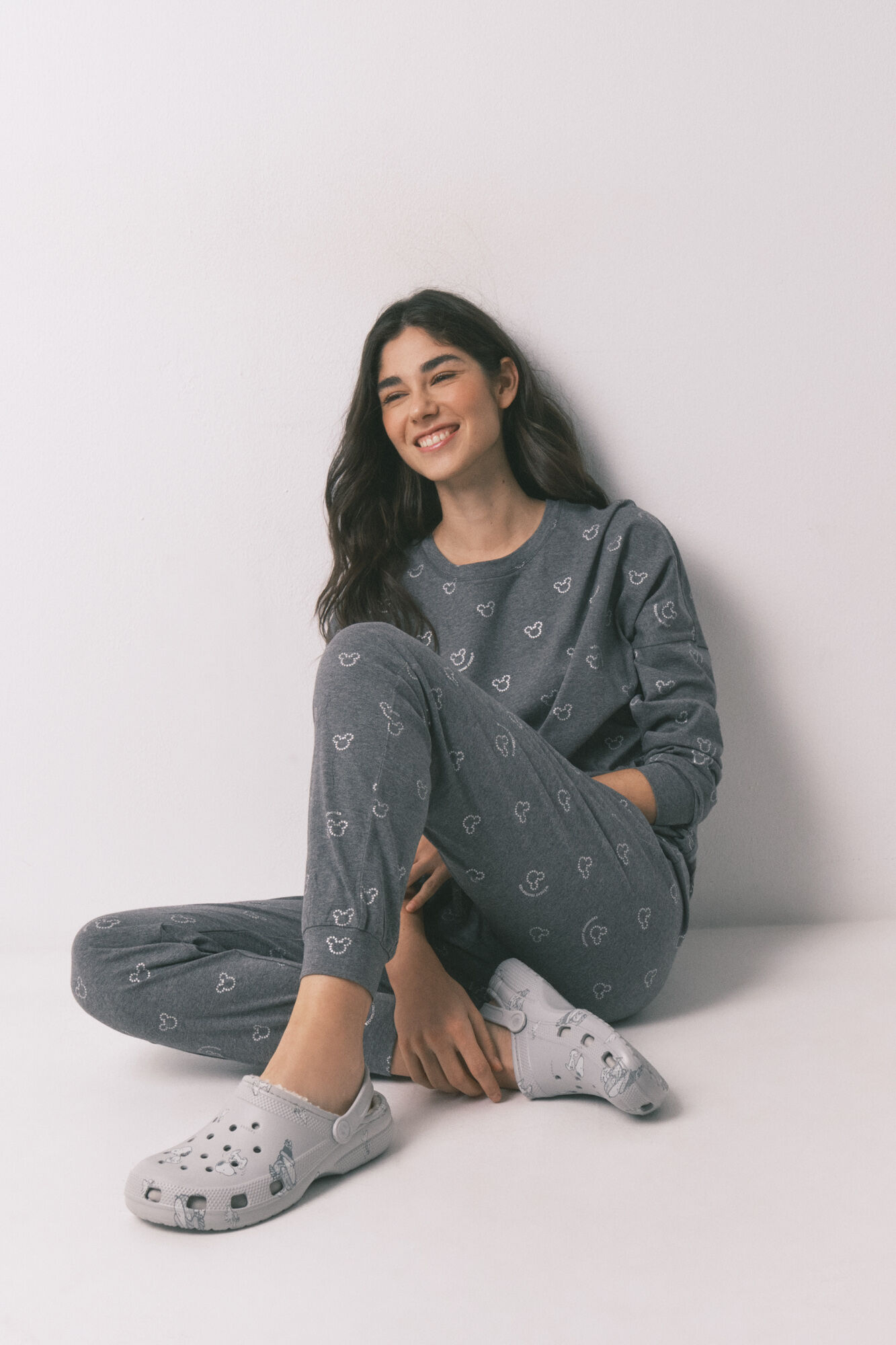 Women'secret Long pyjamas 100% cotton grey Mickey logo