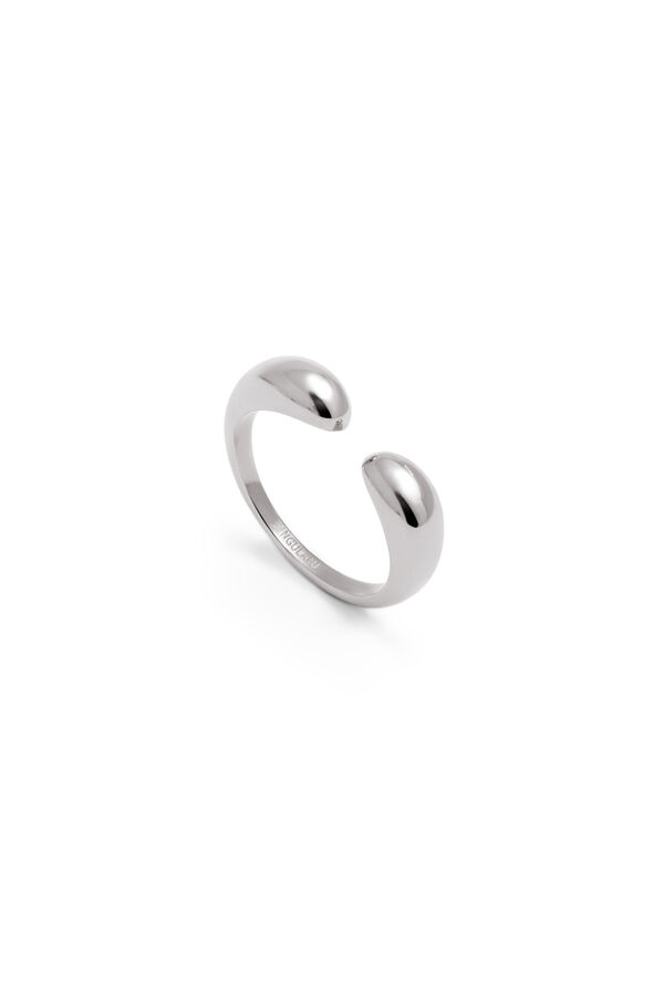 Singularu Bague double goutte en acier gris
