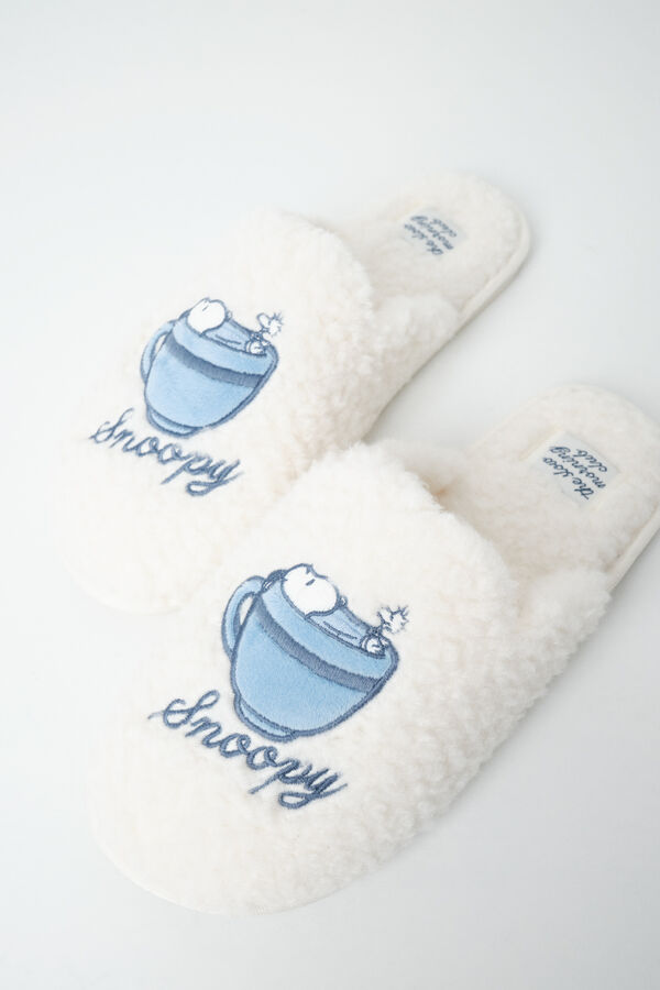 Women'secret Snoopy faux shearling slippers beige