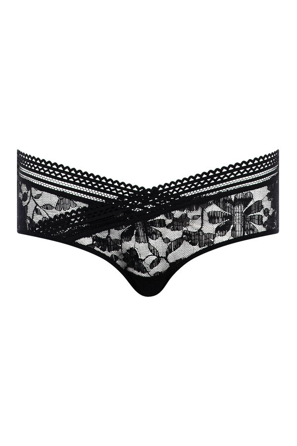 Womensecret Marta boyshort panty in floral lace and tulle  black
