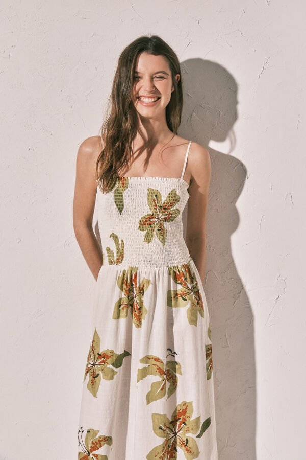 Women'secret Long strap ruched neckline dress printed