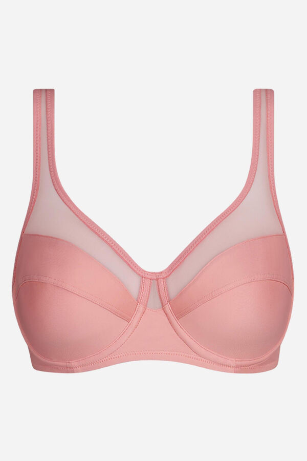 DIM Underwired full cup tulle bra pink