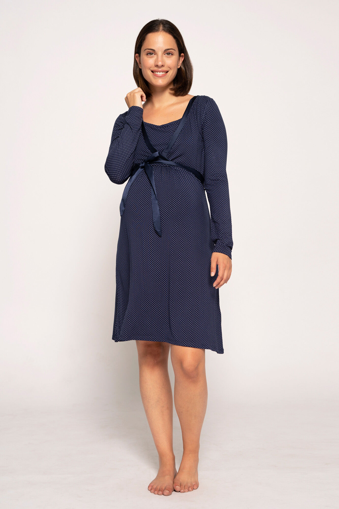 Ohma! Nursing nightgown with tie print