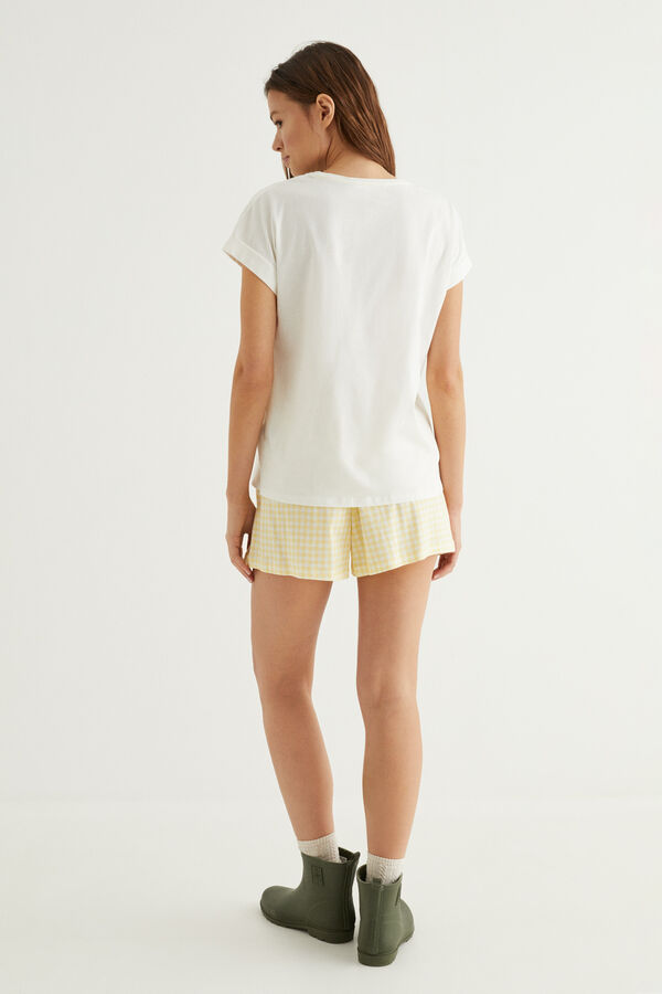 Womensecret White floral 100% cotton short pyjamas beige