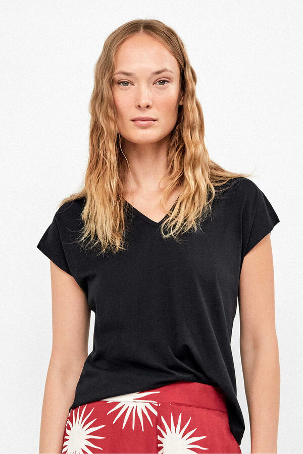 Gisela Camiseta manga sisa sat&eacute;n negro