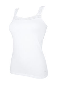 Cotonella T-shirt t&eacute;rmica para mulher com al&ccedil;as largas descoradas com renda. 