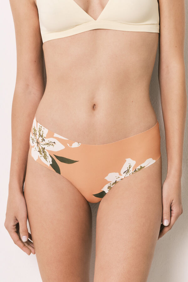 Women'secret Culotte br&eacute;silienne large coupe nette fleur orange rouge