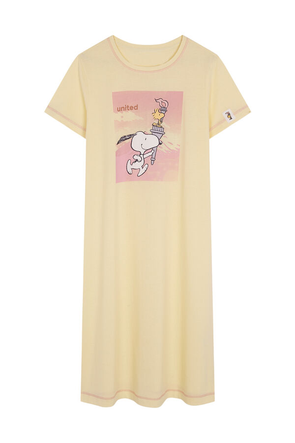 Womensecret Camisão midi algodão amarelo Snoopy verde