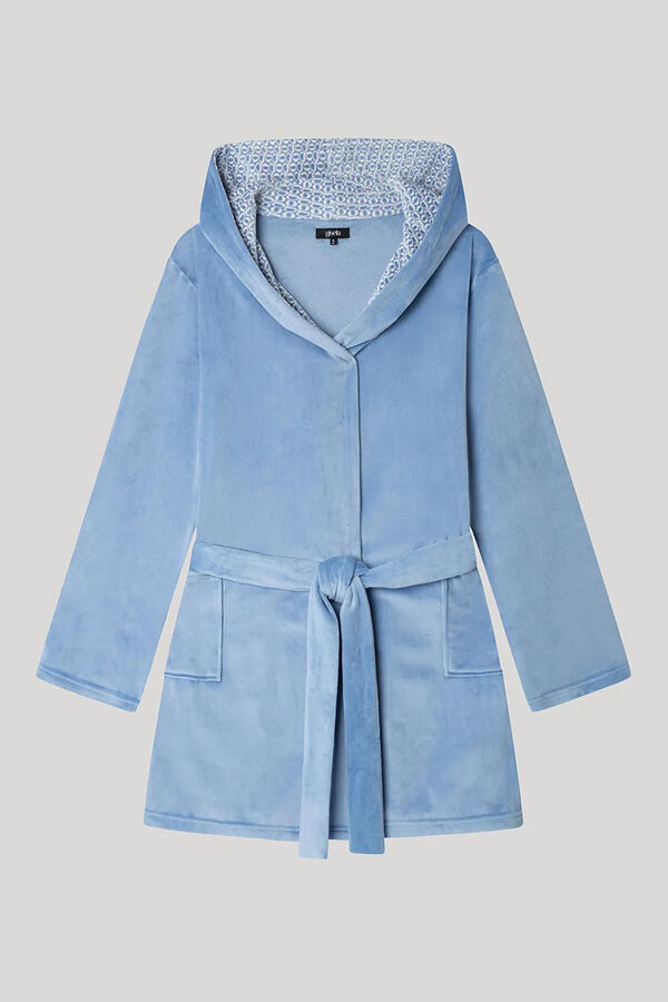 Gisela Light blue microfleece robe Plava