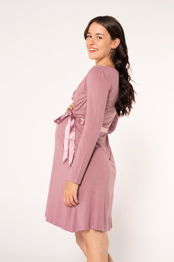 Womensecret Nursing nightgown with satin belt rose
